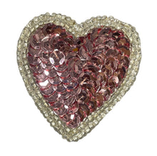 Load image into Gallery viewer, Heart with Pink Sequin and Silver Beads 2&quot; x 2&quot;