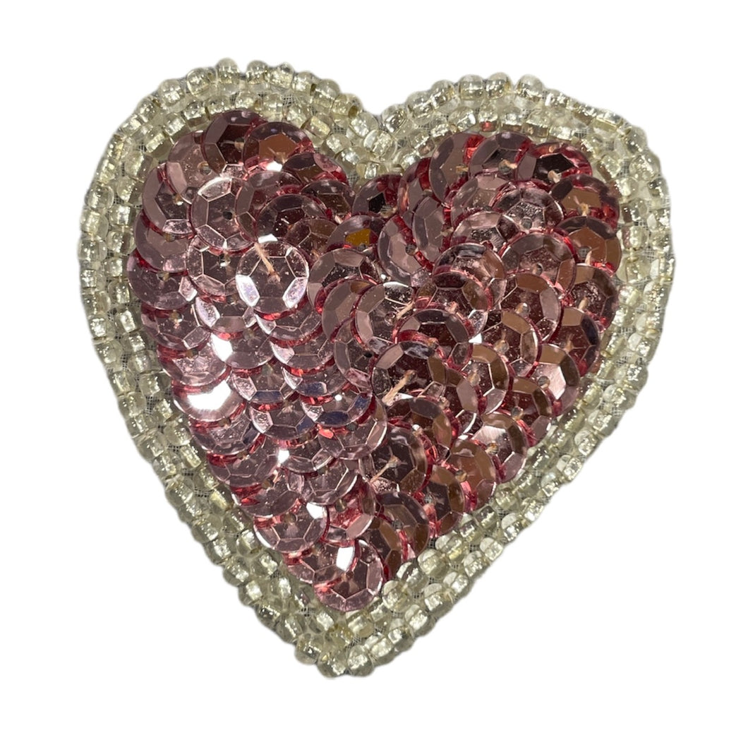 Heart with Pink Sequin and Silver Beads 2