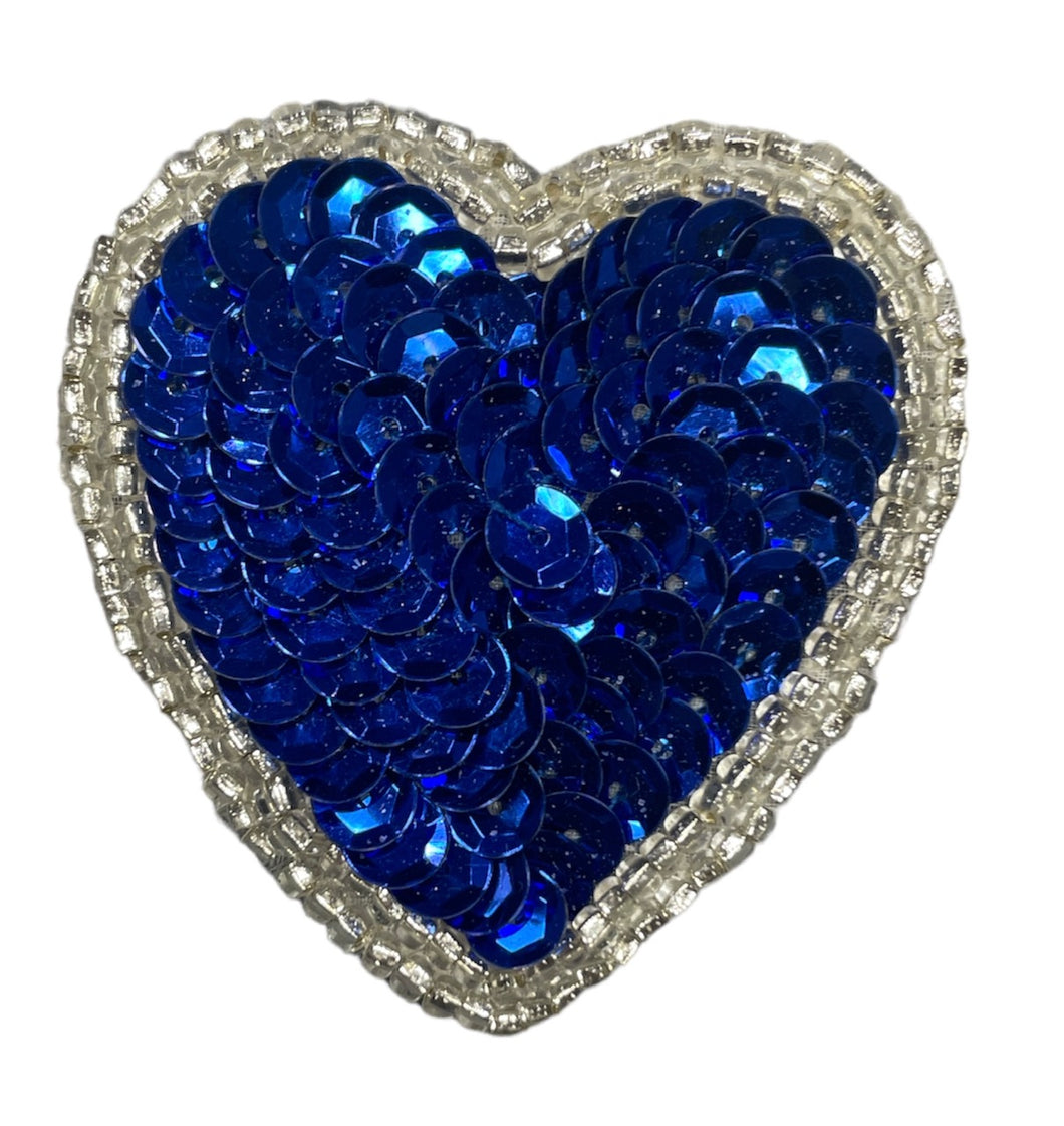 Heart Royal Blue Sequins and Double Row Silver Beads 2