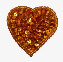 Load image into Gallery viewer, Sequin Heart Orange 1.5&quot;