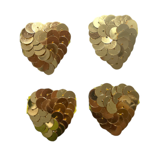 Set of Four Hearts Gold with Bead-less Edge 1" (each)