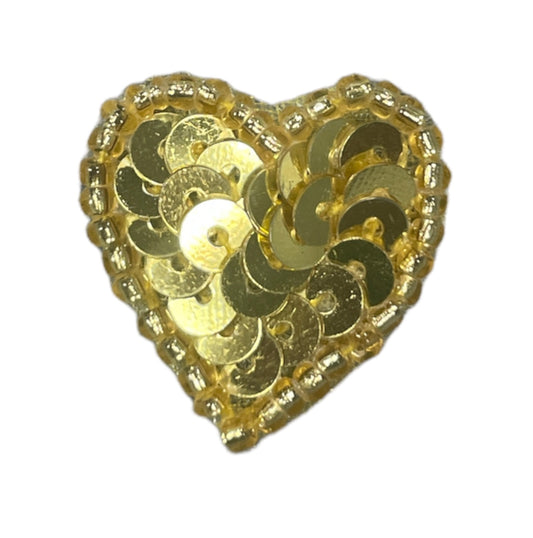 Heart with Gold Sequins and Beads 3/4"