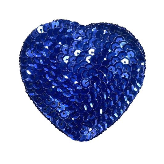 Heart Royal Blue with Flat Sequins 3"