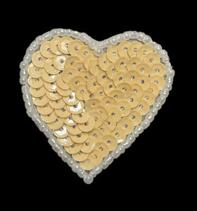 Heart Beige with White Beads 1.5"