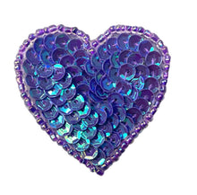 Load image into Gallery viewer, Choice of size Heart Purple Laser Sequins