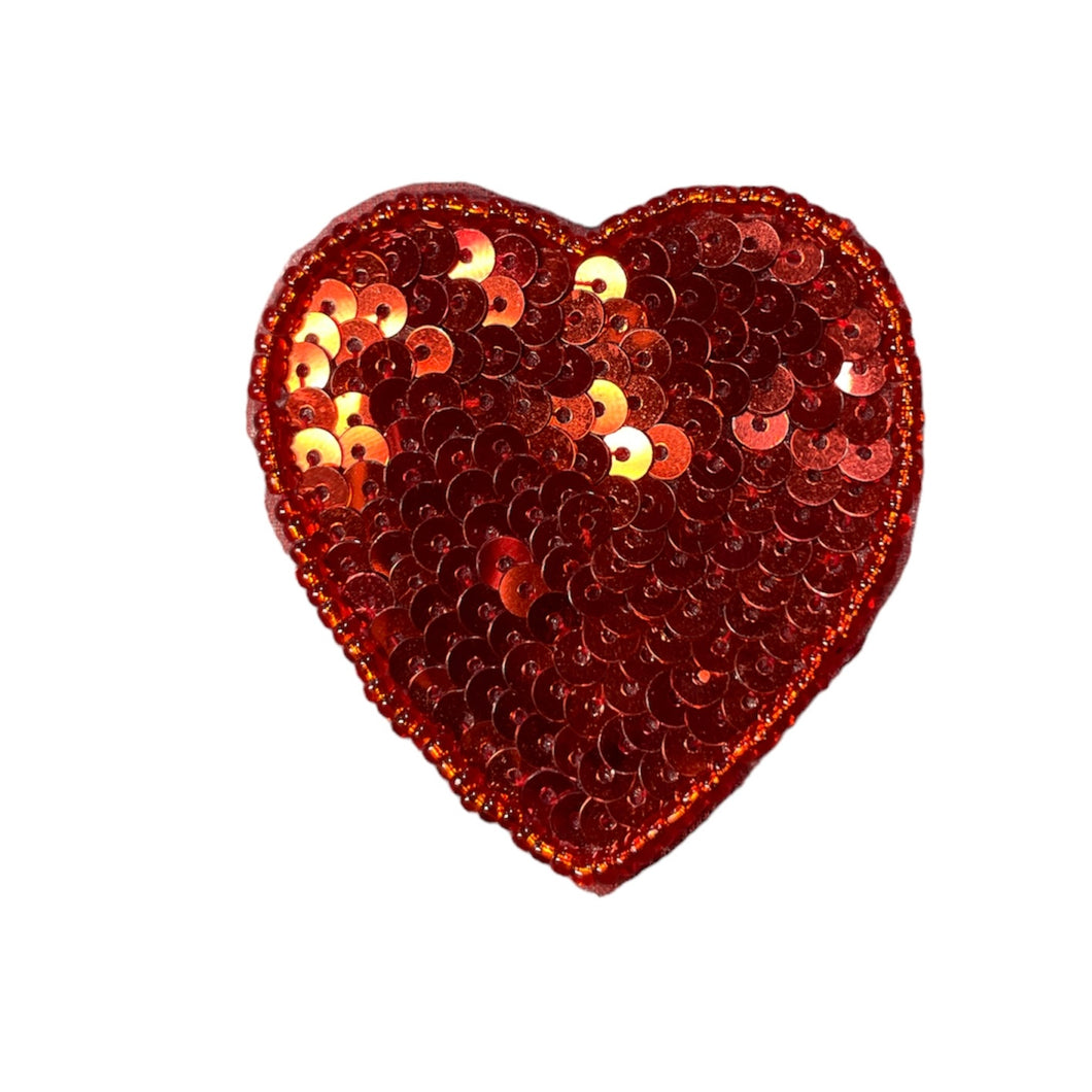Choice of Size Heart with Red Flat Sequins and Beads