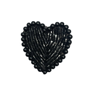 Heart Black Beads and Pearls 1.5"