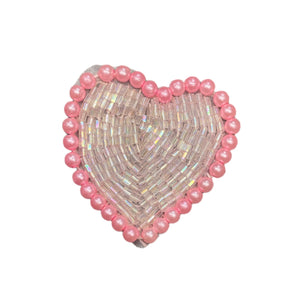 Heart Pink with Pink Pearl Trim 1.5"