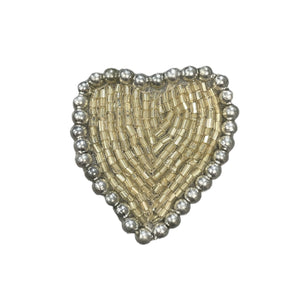 Heart Silver with SIlver Beads and Pearls 1.5"