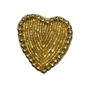 Heart Gold with Gold Beads and Pearls 1.5"