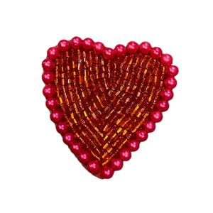 Heart with Fuchsia Beads and Pearls 1.5"
