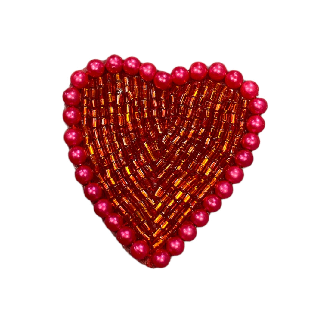 Heart with Fuchsia Beads and Pearls 1.5