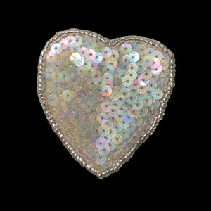 Heart Iridescent Pink Sequin and Beads 2"