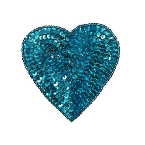 Turquoise Heart With Sequin and Beads 3"