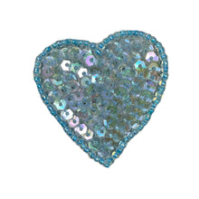 Load image into Gallery viewer, Heart with Iridescent Blue Sequins and Beads 1.5&quot;