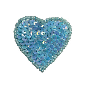 Choice of Color Blue Heart Sequins and Beads 1.5"