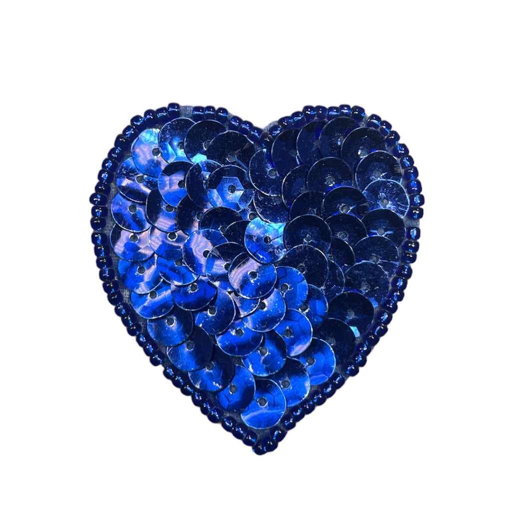 Heart Blue Sequin and Bead 1.75