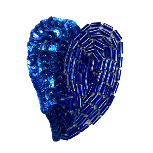 Heart with Royal Blue Beads 2"