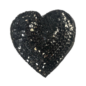 Choice of Size Heart Black Sequins and Beads