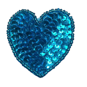 Heart with Turquoise Beads and Sequins 1.75"