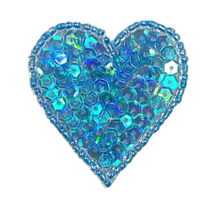Choice of Color Blue Heart Sequins and Beads 1.5"