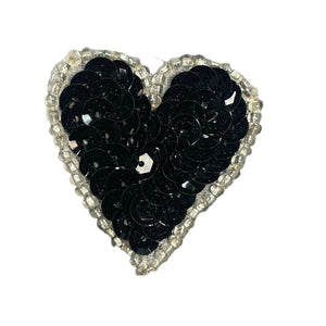 Heart Black with Silver Trim 1.5"