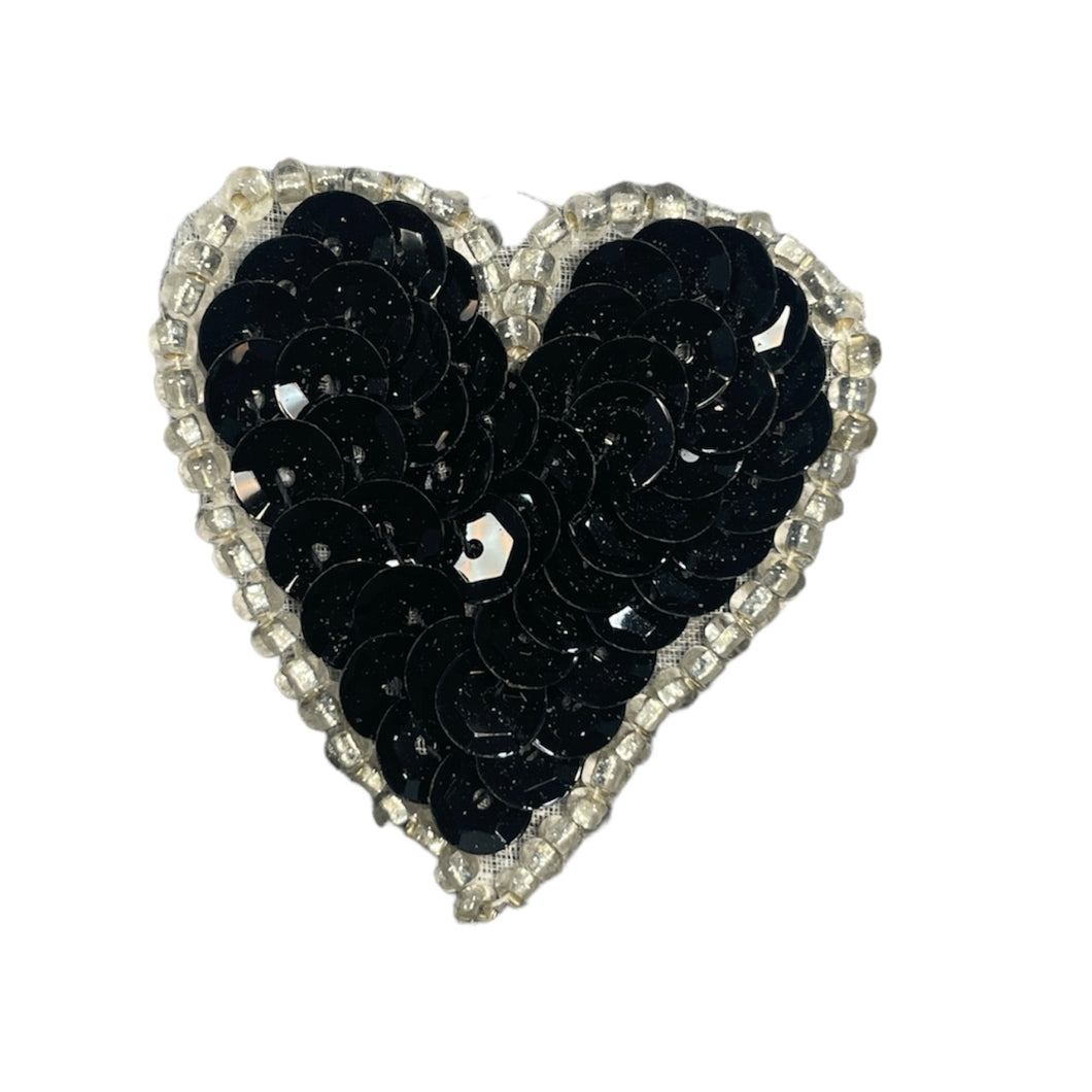Heart Black with Silver Trim 1.5
