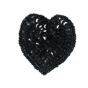 Choice of Size Heart Black Sequins and Beads