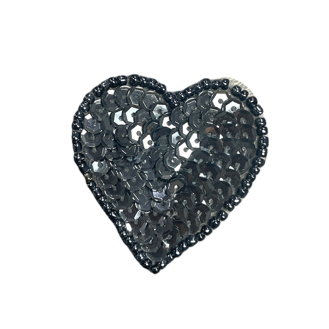 Heart Charcoal Sequins and Beads 1.5