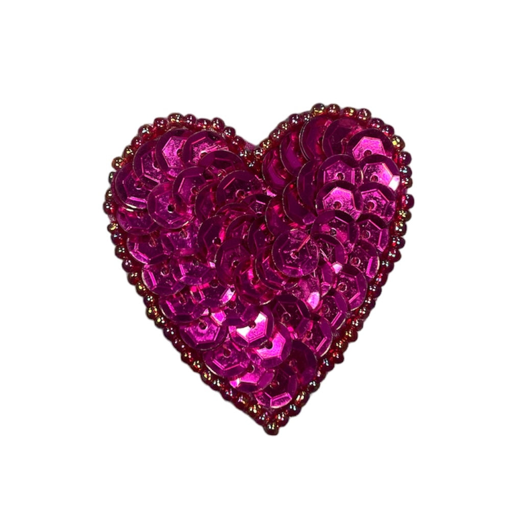 Heart with Fuchsia Sequins and Beads 1.75