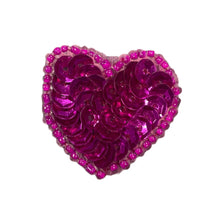 Load image into Gallery viewer, Heart with Fuchsia Sequins and Beads 1&quot;