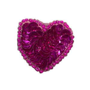 Heart with Fuchsia Sequins and Beads 1"