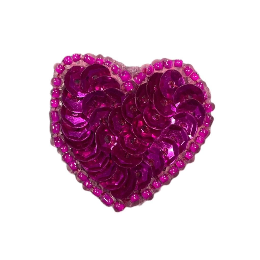 Heart with Fuchsia Sequins and Beads 1