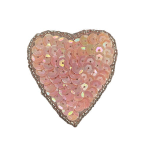Heart Light Pink with Sequins and Beads 2" x 2"