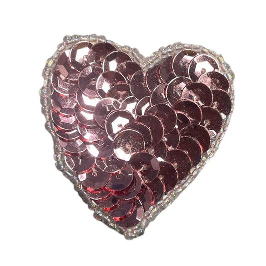 Heart with Pink Sequin and Beads 1.5"