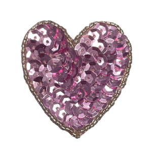 Heart with Pink Sequins Silver Beads 2"