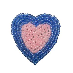 Heart Pink and Light Blue Beaded 1.5"