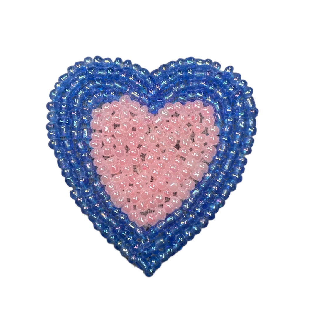 Heart Pink and Light Blue Beaded 1.5