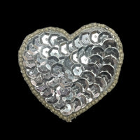 Heart Silver Cupped Sequins and Beads 1.75