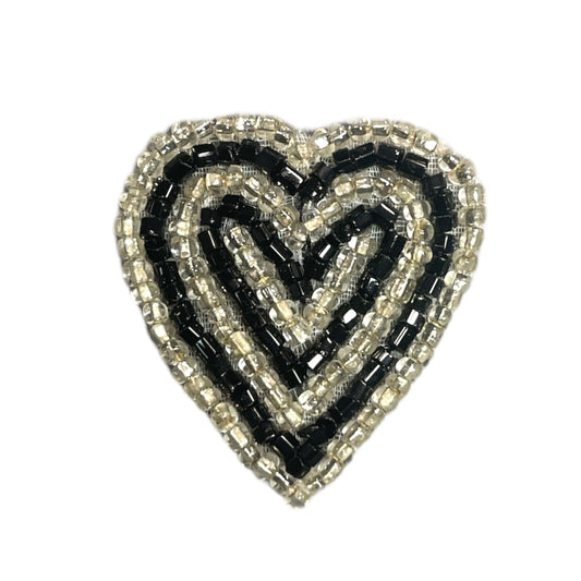 Heart with Black and Silver Beads 1.25" x 1.25"