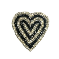 Heart with Black and Silver Beads 1.25