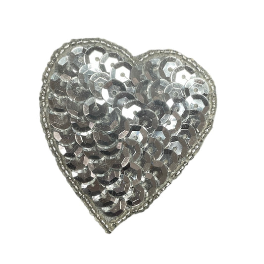 Heart with Silver Sequins and Beads 2"