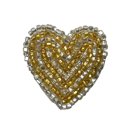 Heart with Gold and Silver Beads 1.25" x 1.25"