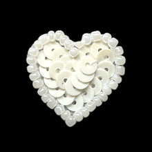 Load image into Gallery viewer, Heart with Chalk White Sequins and Beads 3/4&quot;