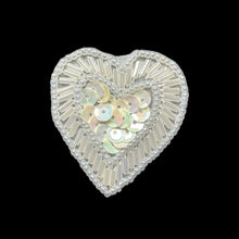 Load image into Gallery viewer, Heart with China White Sequins and Beads 1.5&quot;