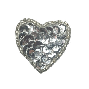 Choice of Size Heart with Silver Cupped Sequins and Beads
