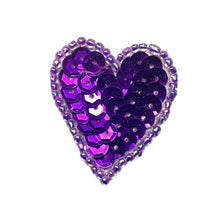 Load image into Gallery viewer, Heart Purple Sequins and beads 1.25&quot;