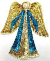 Angel with Gold and Turquoise Sequins and White Beads 9