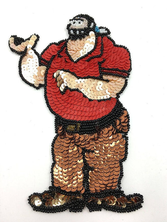 Cartoon Man with Red Shirt Multi-Color Sequins and Beads 7" x 4.5"