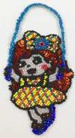 Cartoon Girl with jump rope multicolor beads and red sequins appliqué 5.5